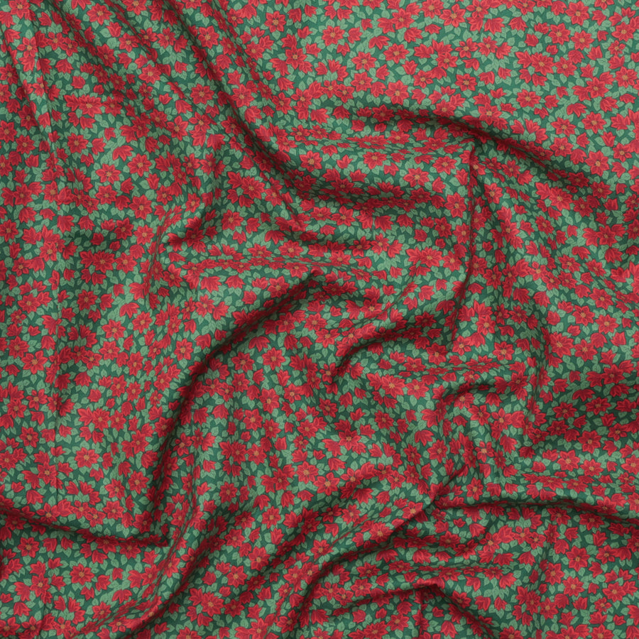 Liberty - Cotton - Festive Greetings - Peaceful Poinsettias A