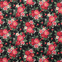 Riley Blake - Cotton - Charming Christmas - Flowers - Black