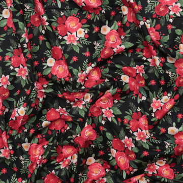 Riley Blake - Cotton - Charming Christmas - Flowers - Black