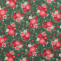 Riley Blake - Cotton - Charming Christmas - Flowers - Green