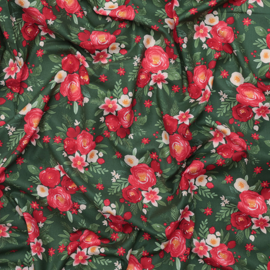 Riley Blake - Cotton - Charming Christmas - Flowers - Green