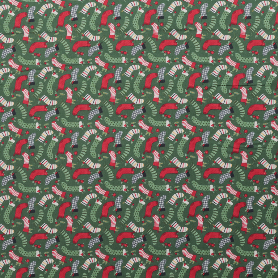 Riley Blake - Cotton - Charming Christmas - Stockings - Green