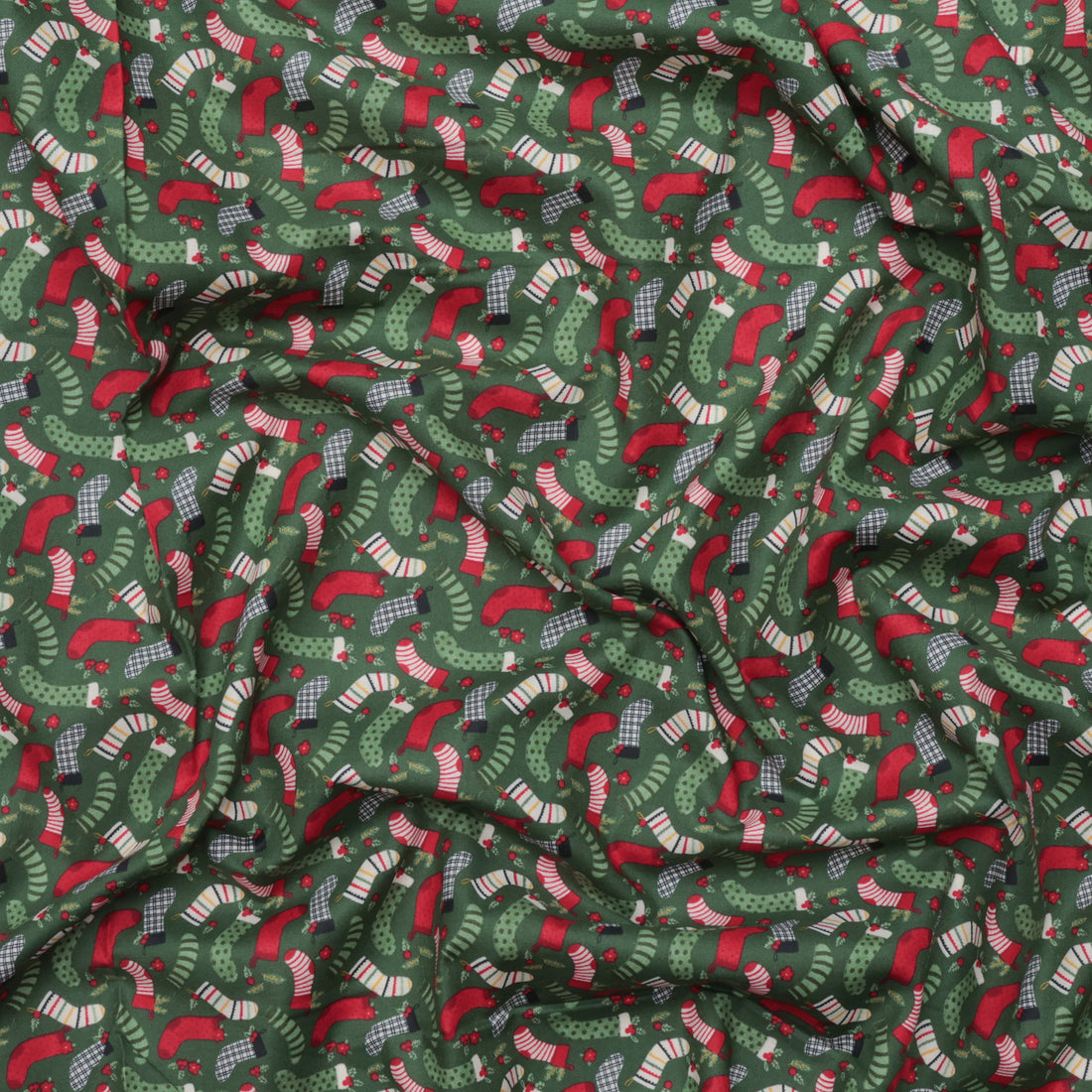 Riley Blake - Cotton - Charming Christmas - Stockings - Green