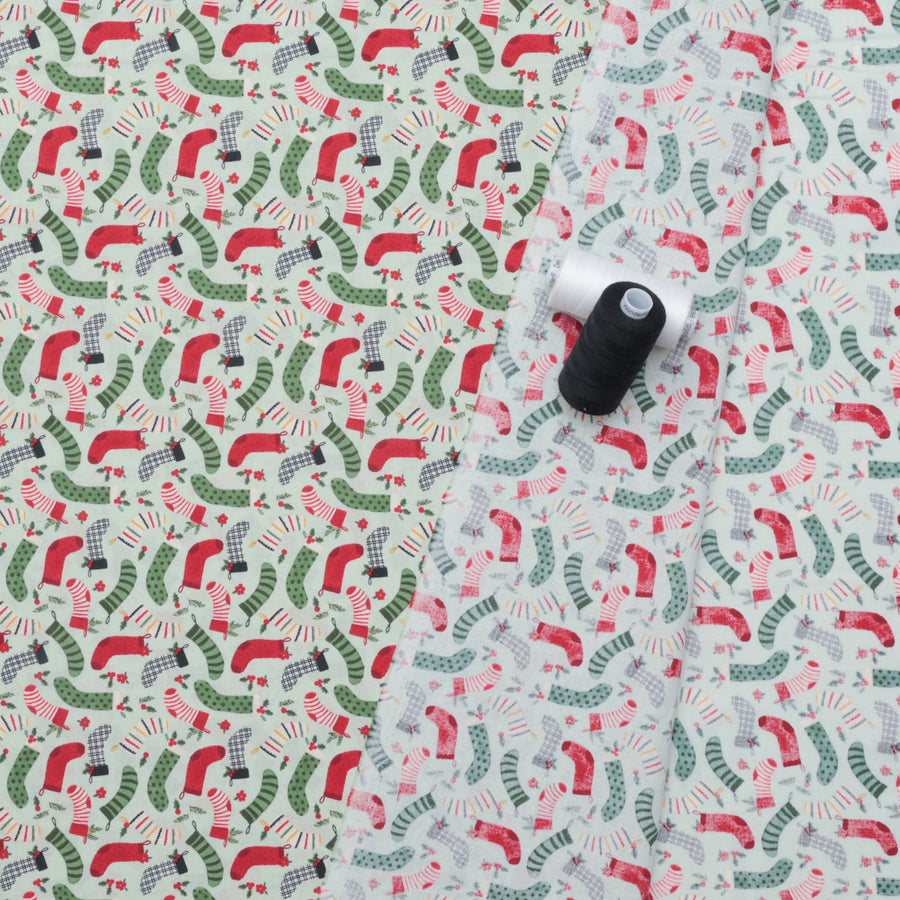 Riley Blake - Cotton - Charming Christmas - Stockings - Mint