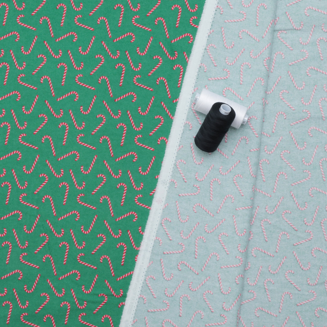 Riley Blake -  Flannel - Designer - Candy Canes - Green