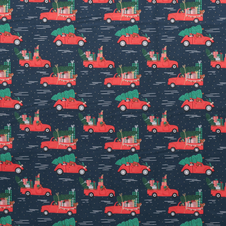 Cotton + Steel - Cotton - Merry Pawmas - Holiday Haulin' Hounds - Midnight