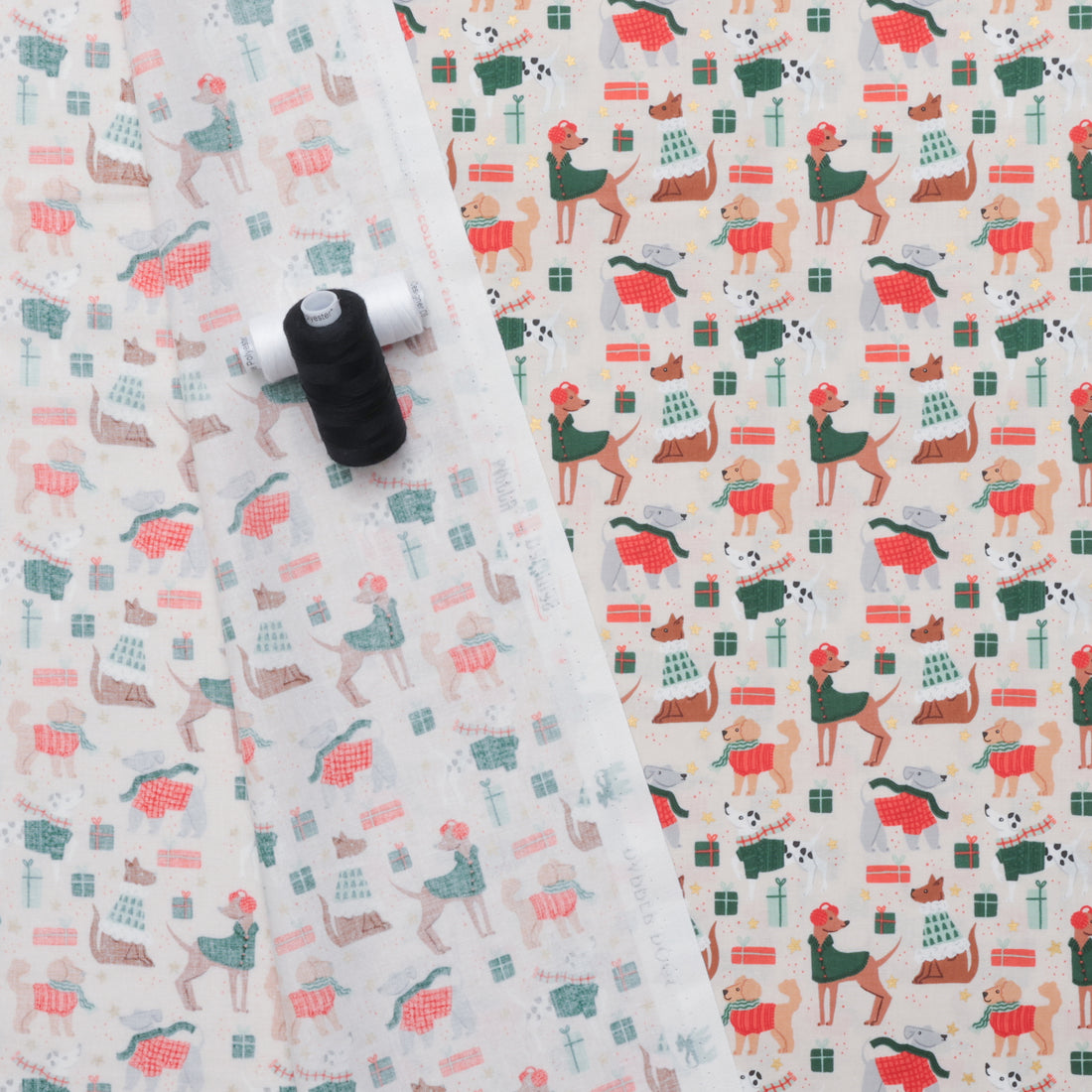 Cotton + Steel - Cotton - Merry Pawmas - Dapper Dogs - Cream