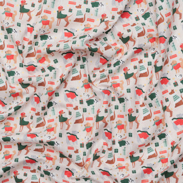 Cotton + Steel - Cotton - Merry Pawmas - Dapper Dogs - Cream