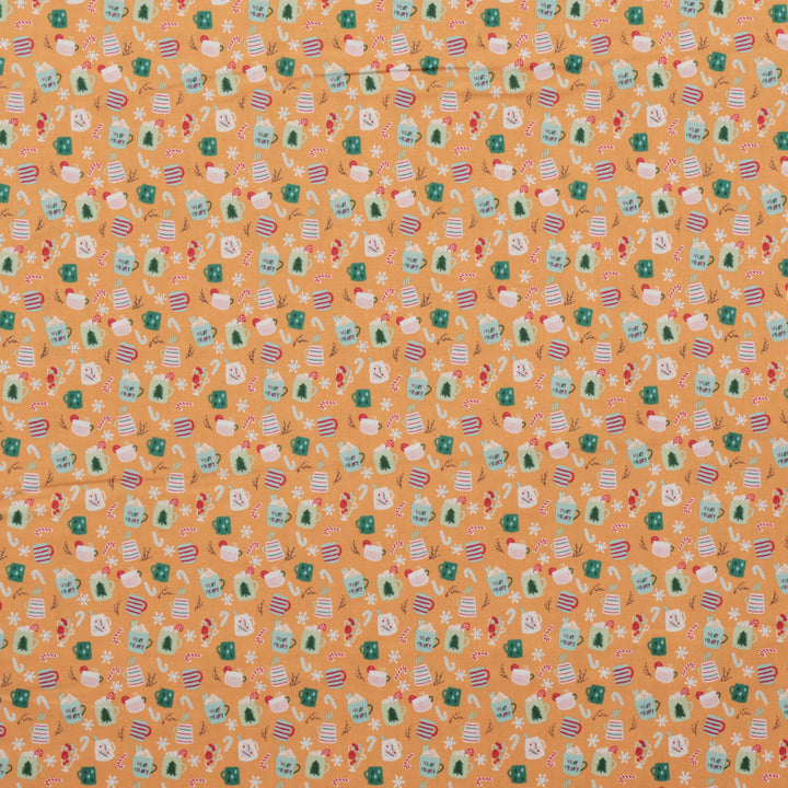 RJR Fabrics - Cotton -  Snow Day Fun - Warm Mugs - Yellow