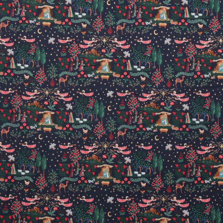 Rifle Paper Co. - Cotton - Holiday Classics IV - Nativity - Navy & Gold