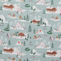 Rifle Paper Co. - Cotton - Holiday Classics IV - Penguin Village - Mint & Silver
