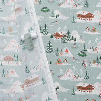 Rifle Paper Co. - Cotton - Holiday Classics IV - Penguin Village - Mint & Silver