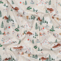 Rifle Paper Co. - Cotton - Holiday Classics IV - Penguin Village - Cream & Gold