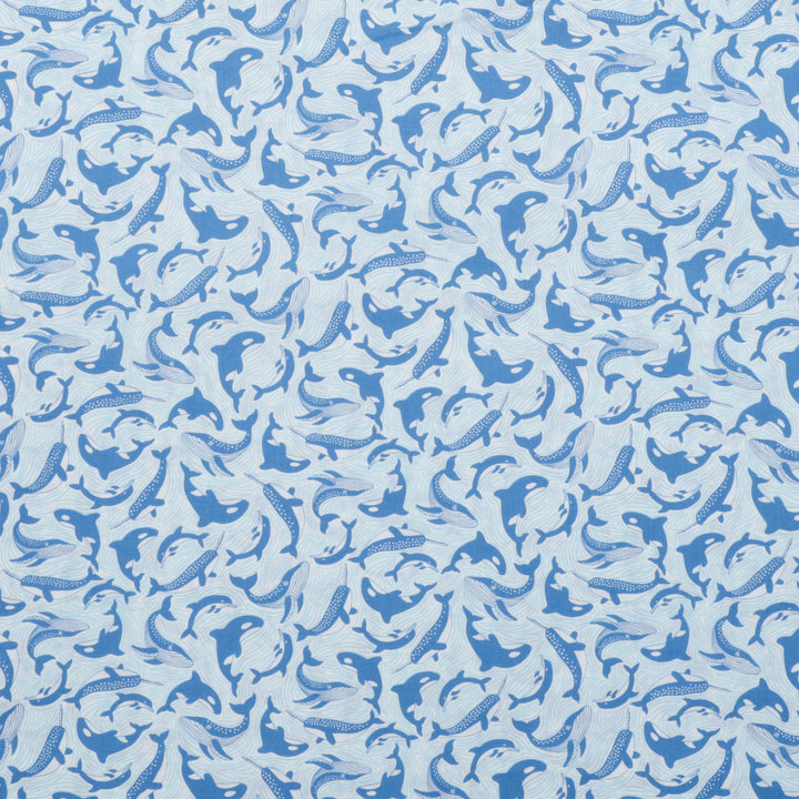 Makower UK - Cotton - Deep Blue Sea - Sea Fins & Tails - White