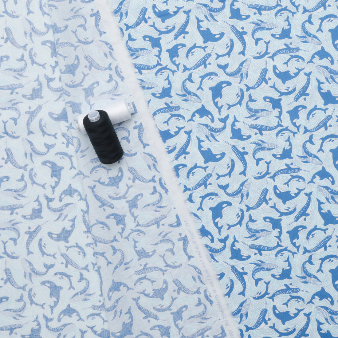 Makower UK - Cotton - Deep Blue Sea - Sea Fins & Tails - White