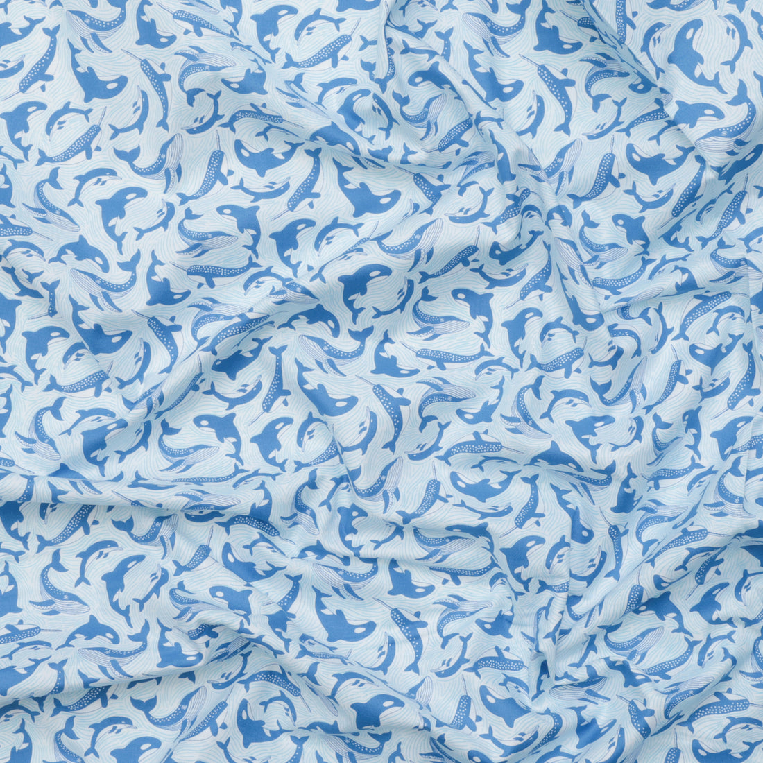 Makower UK - Cotton - Deep Blue Sea - Sea Fins & Tails - White