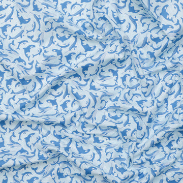 Makower UK - Cotton - Deep Blue Sea - Sea Fins & Tails - White