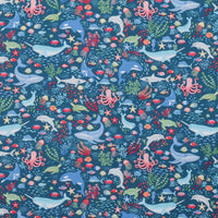 Makower UK - Cotton - Deep Blue Sea - Sea Creatures - Dark Blue