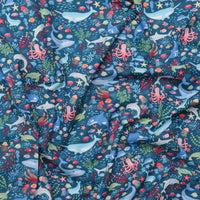 Makower UK - Cotton - Deep Blue Sea - Sea Creatures - Dark Blue