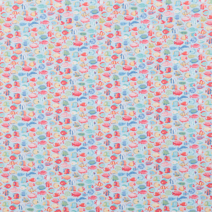 Makower UK - Cotton - Deep Blue Sea - Sea Fish Shoal - Light Blue