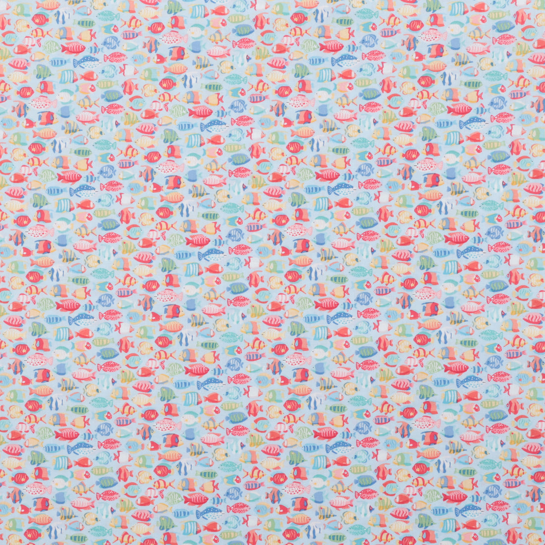 Makower UK - Cotton - Deep Blue Sea - Sea Fish Shoal - Light Blue