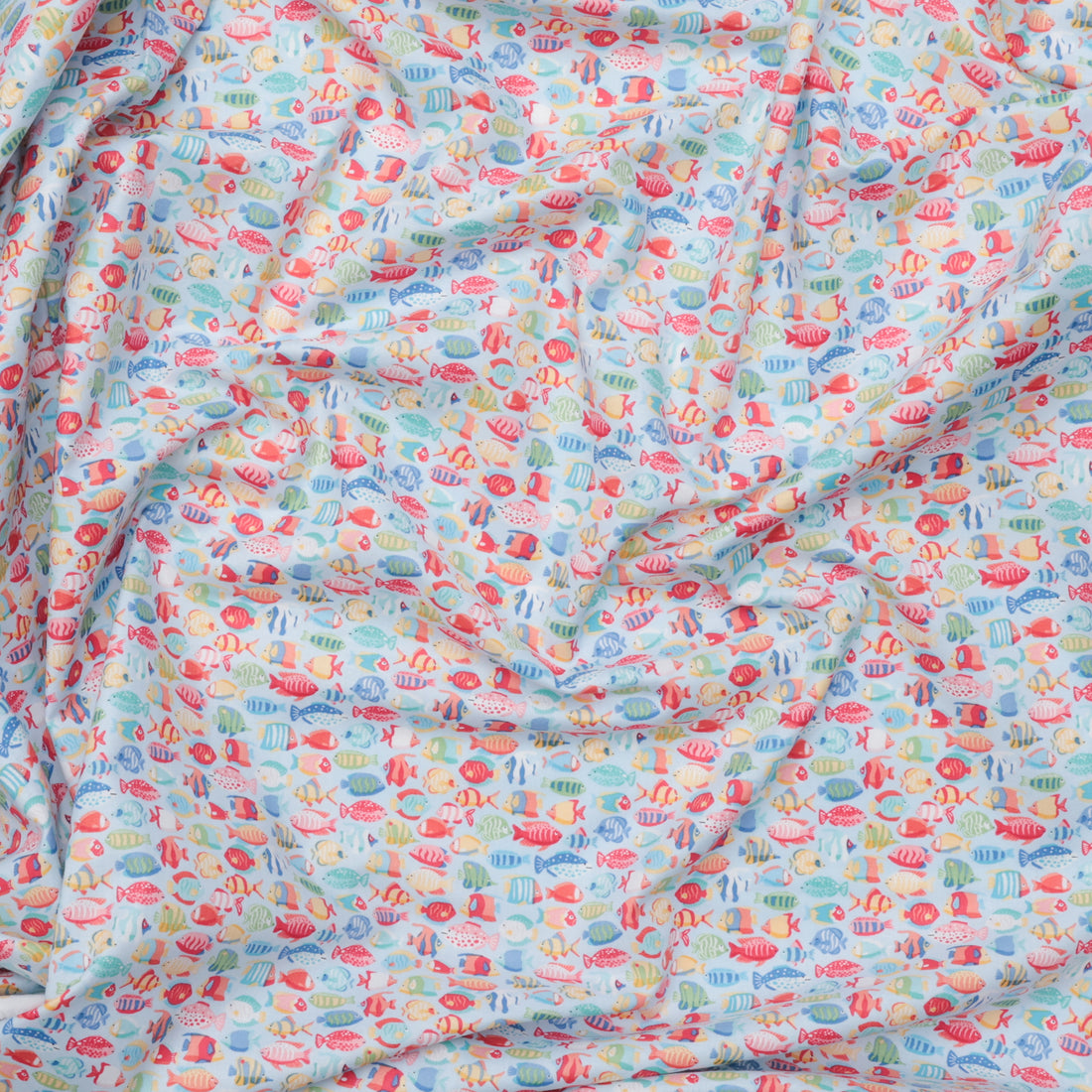 Makower UK - Cotton - Deep Blue Sea - Sea Fish Shoal - Light Blue