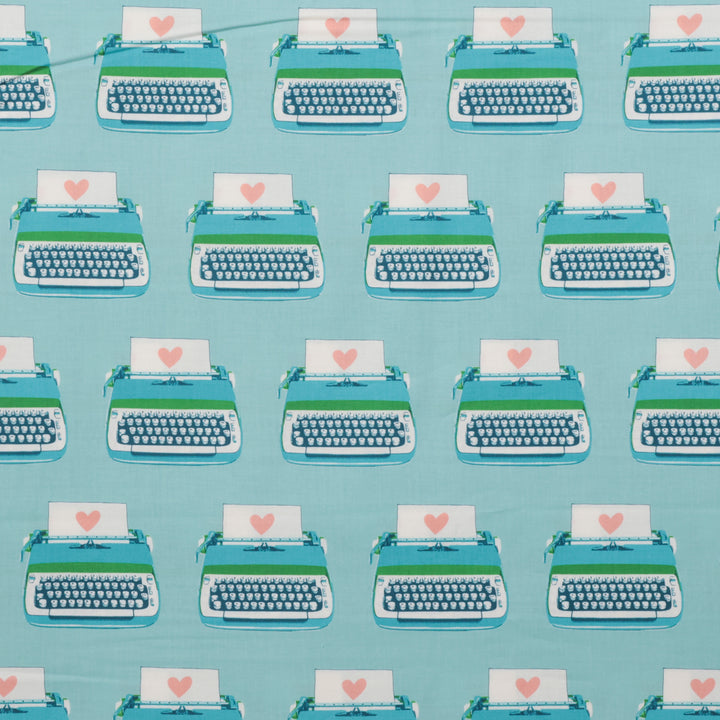 Ruby Star - Cotton - Best Day Ever - Typewriters - Turquoise