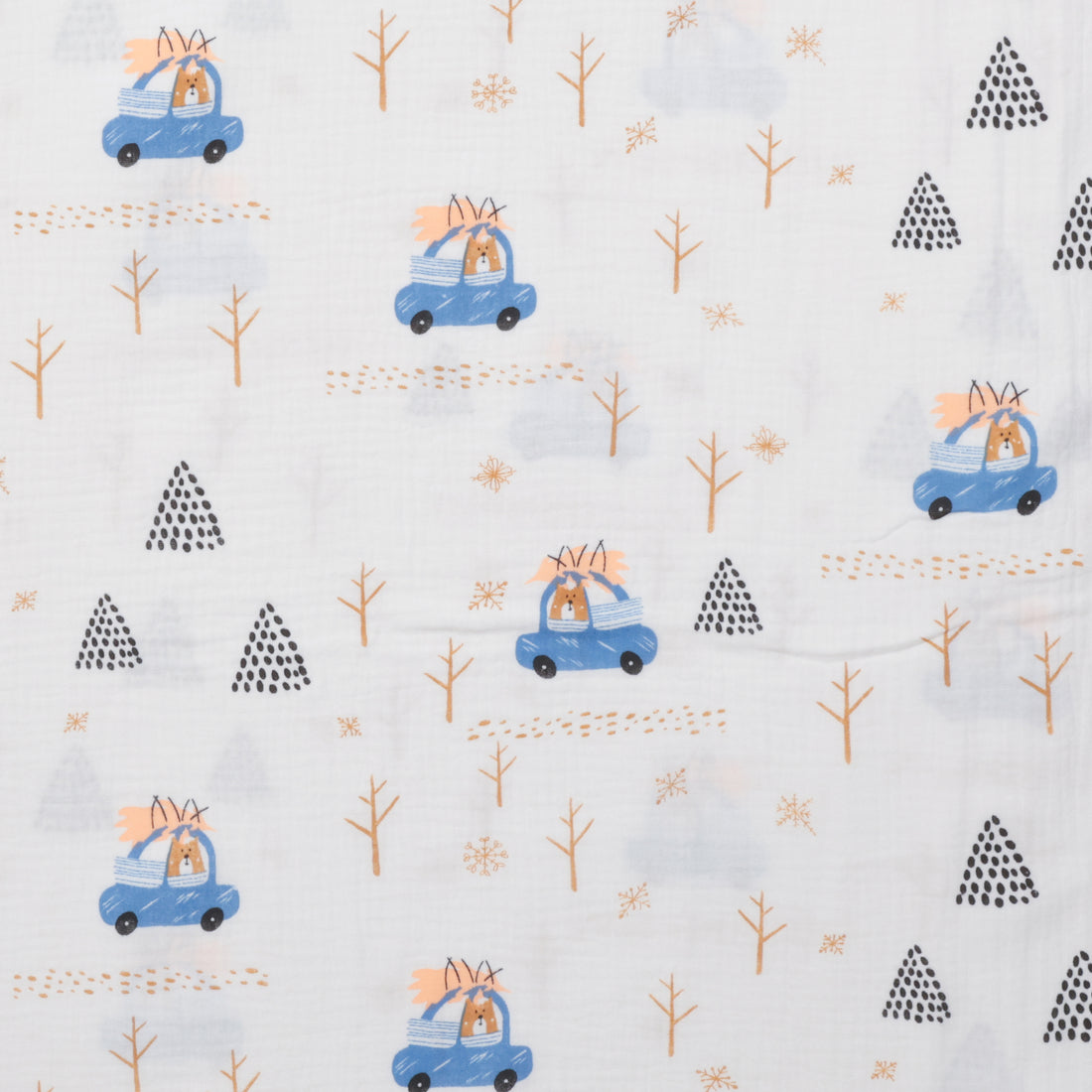 Cotton - Double Gauze - Print - Bear In The Woods