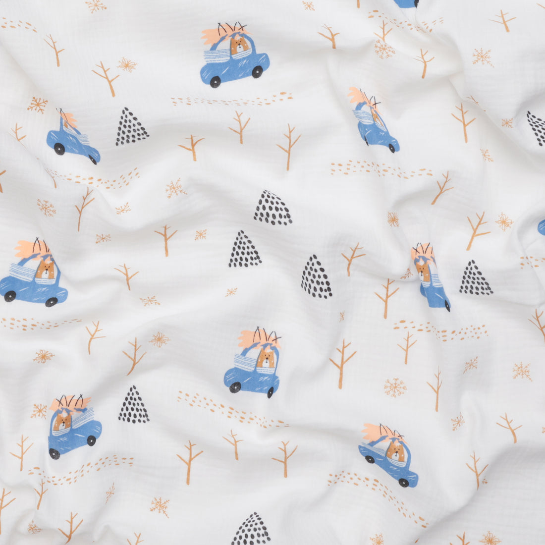 Cotton - Double Gauze - Print - Bear In The Woods