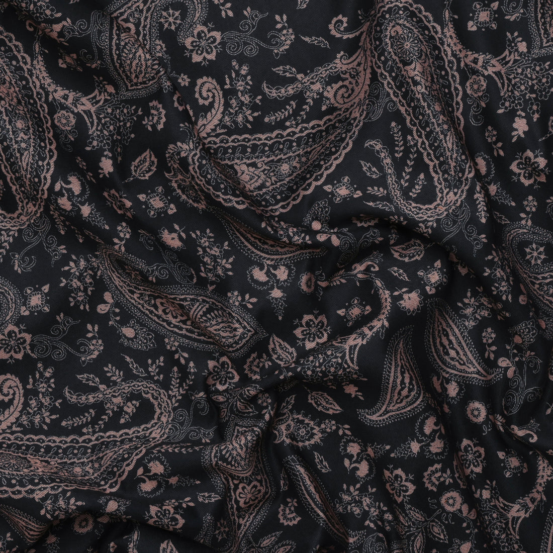 Cotton - Inkline Denim - Paisley - Black Beige