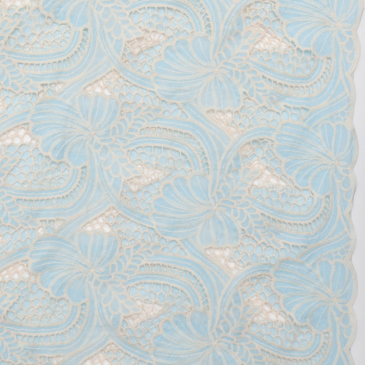 Cotton Blend - Zahara Embroidery - Natural Blue