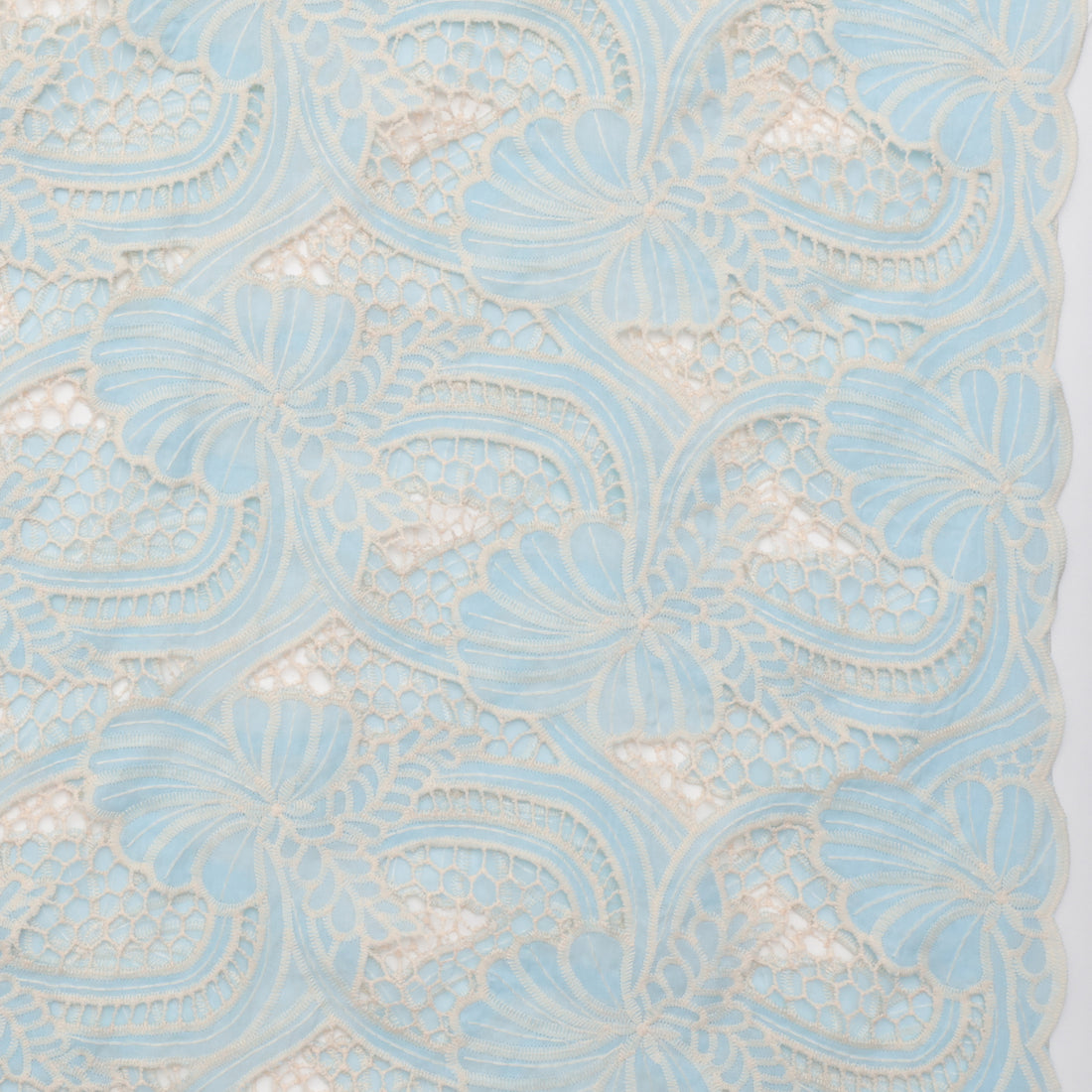Cotton Blend - Zahara Embroidery - Natural Blue