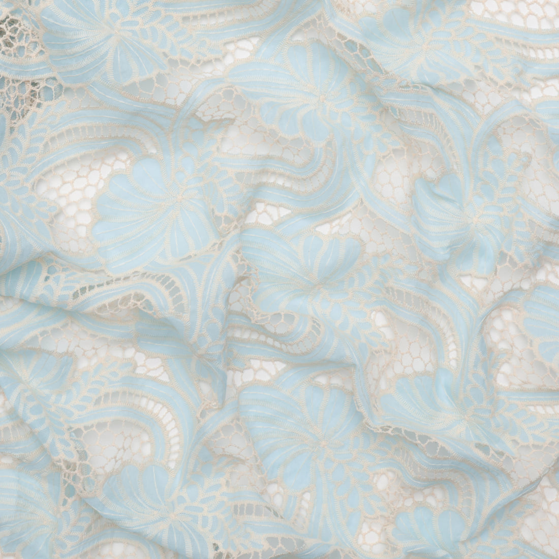 Cotton Blend - Zahara Embroidery - Natural Blue