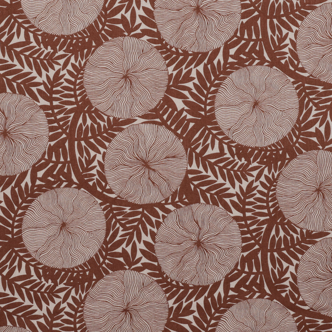 Figo - Cotton Linen - Rhythm & Leaves - Large Floral - Ochre