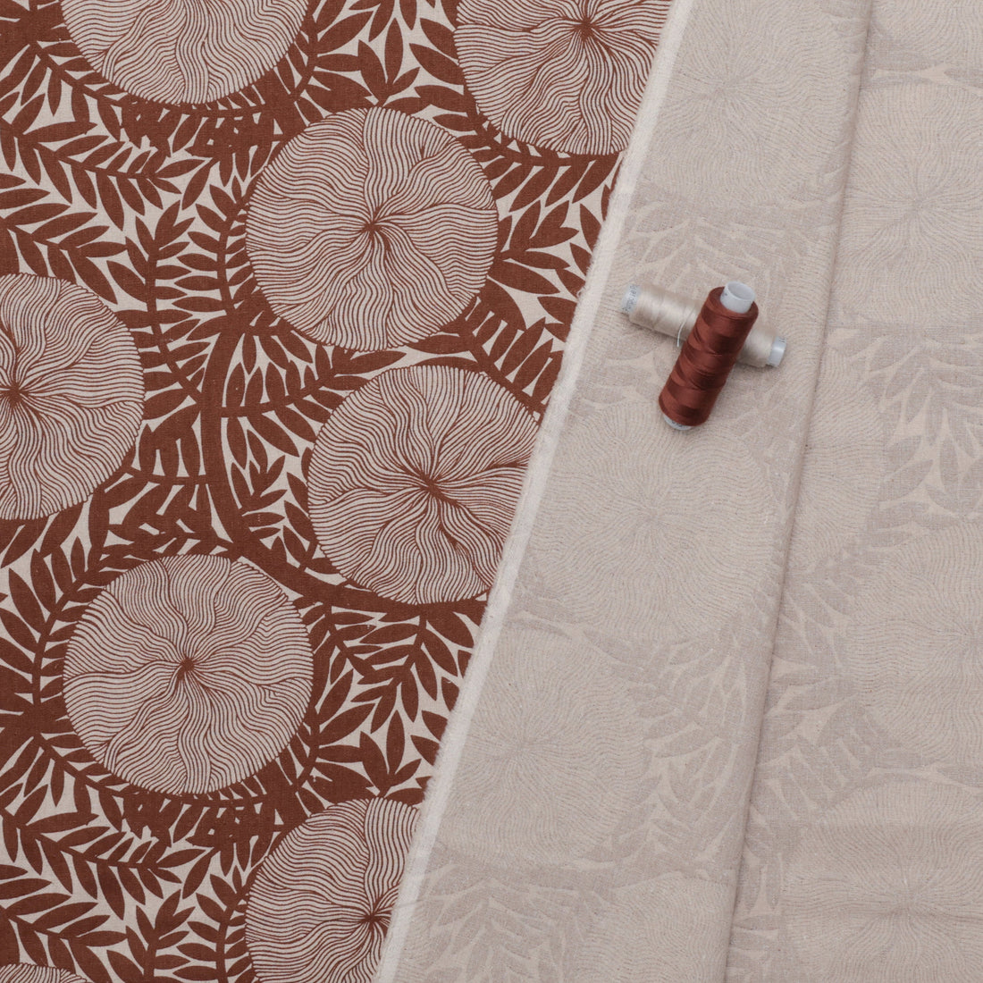 Figo - Cotton Linen - Rhythm & Leaves - Large Floral - Ochre