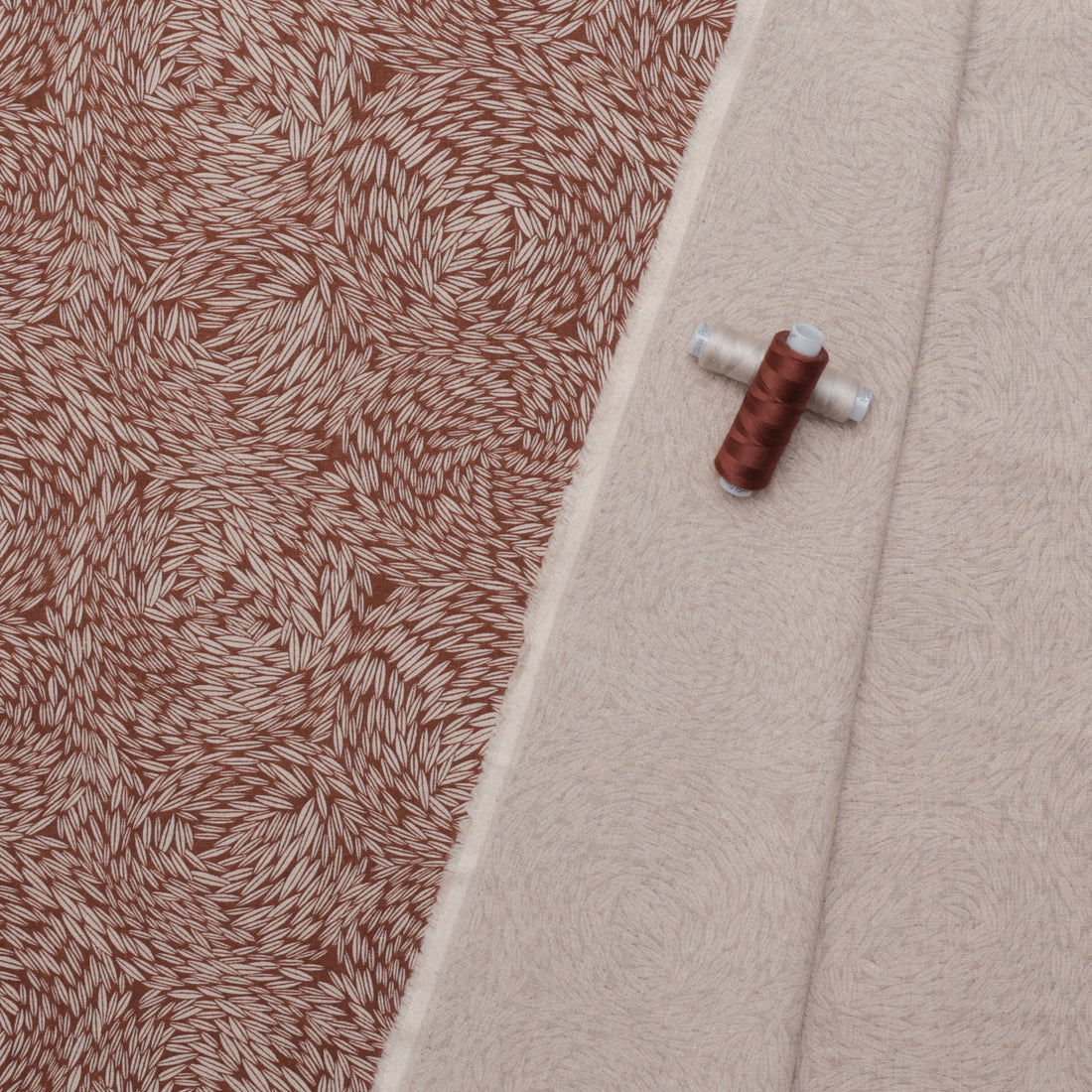 Figo - Cotton Linen - Rhythm & Leaves - Wheat - Ochre