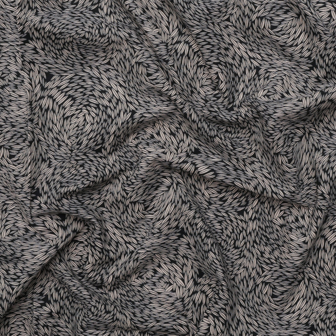 Figo - Cotton Linen - Rhythm & Leaves - Wheat - Black