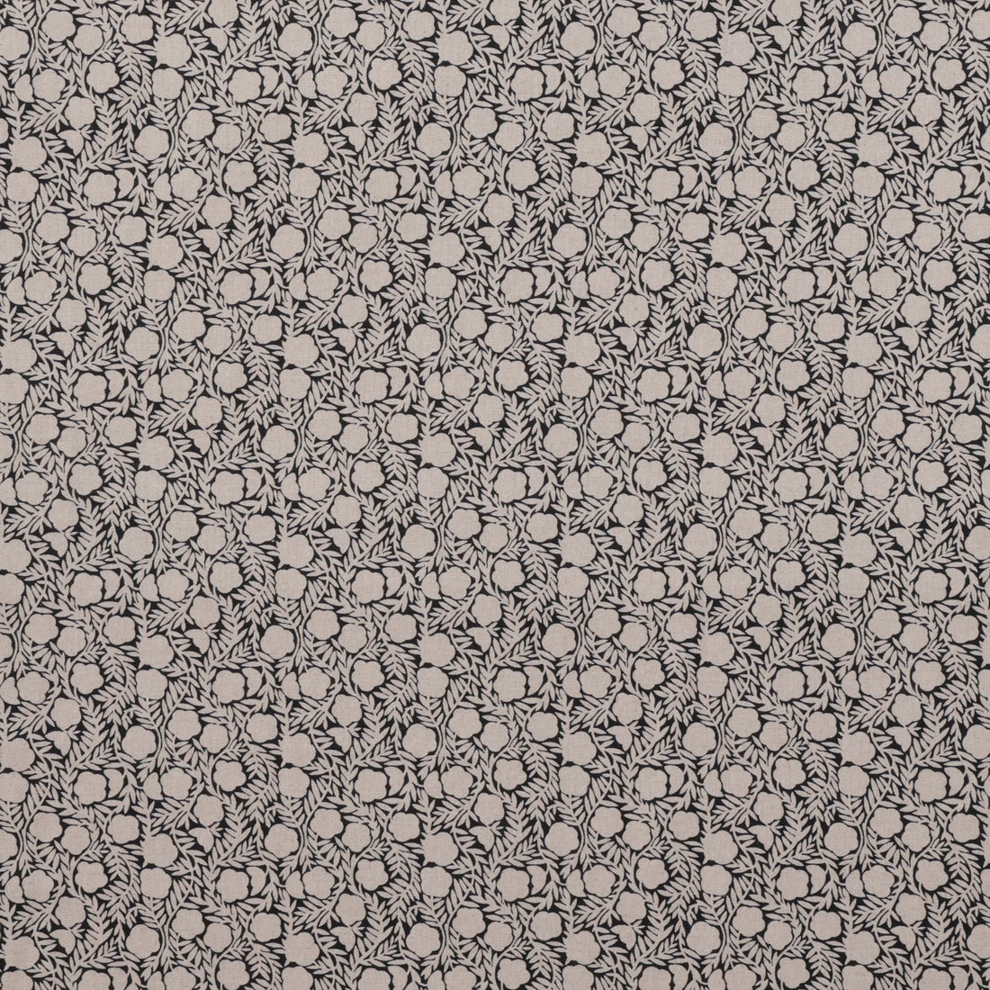 Figo - Cotton Linen - Rhythm & Leaves - Chain Floral - Black