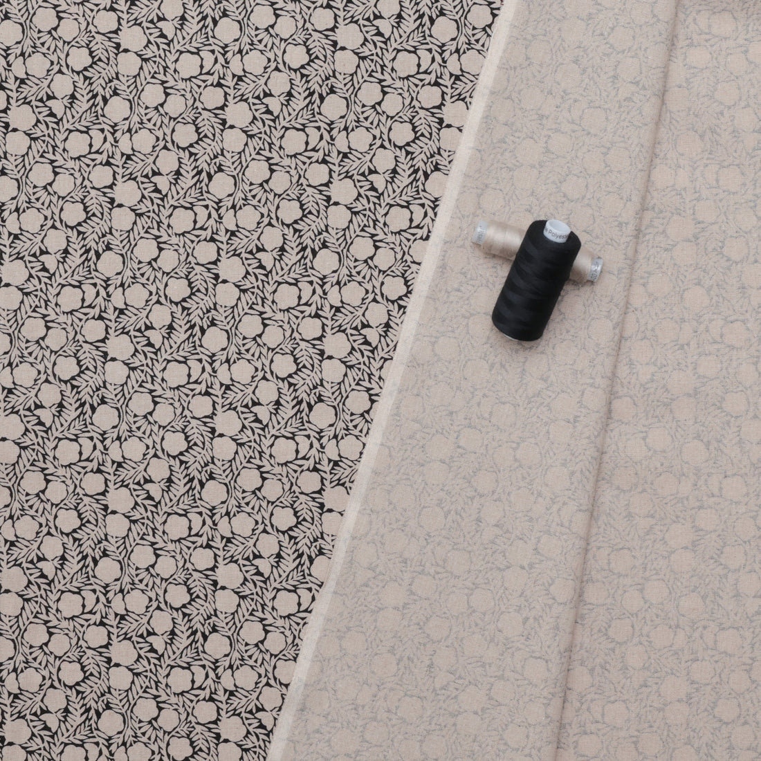 Figo - Cotton Linen - Rhythm & Leaves - Chain Floral - Black