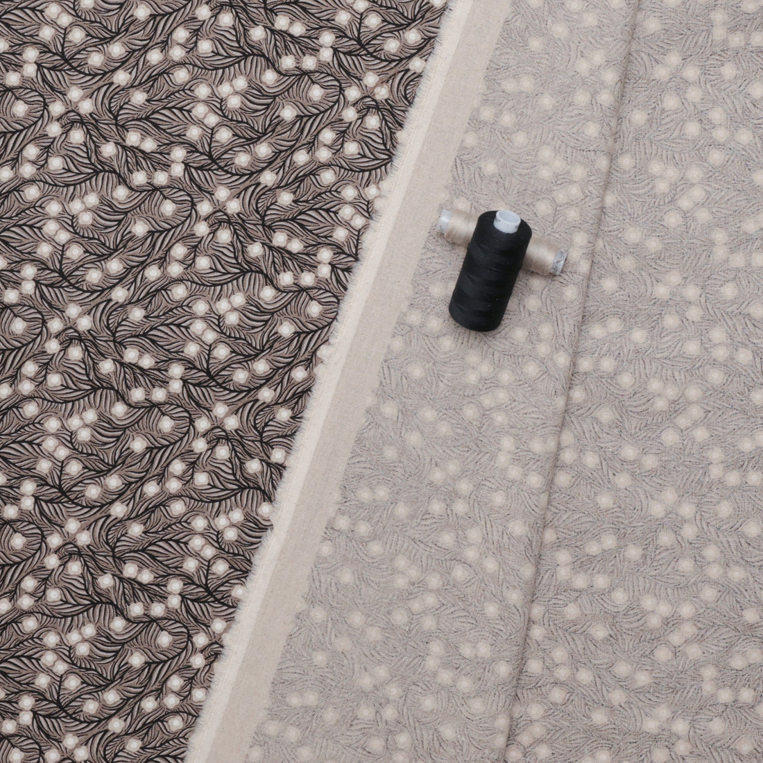 Figo - Cotton Linen - Rhythm & Leaves - Trellis - Black