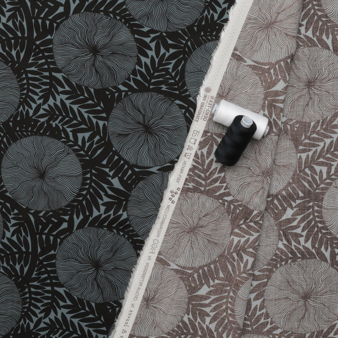 Figo - Rayon - Rhythm & Leaves - Large Floral - Black