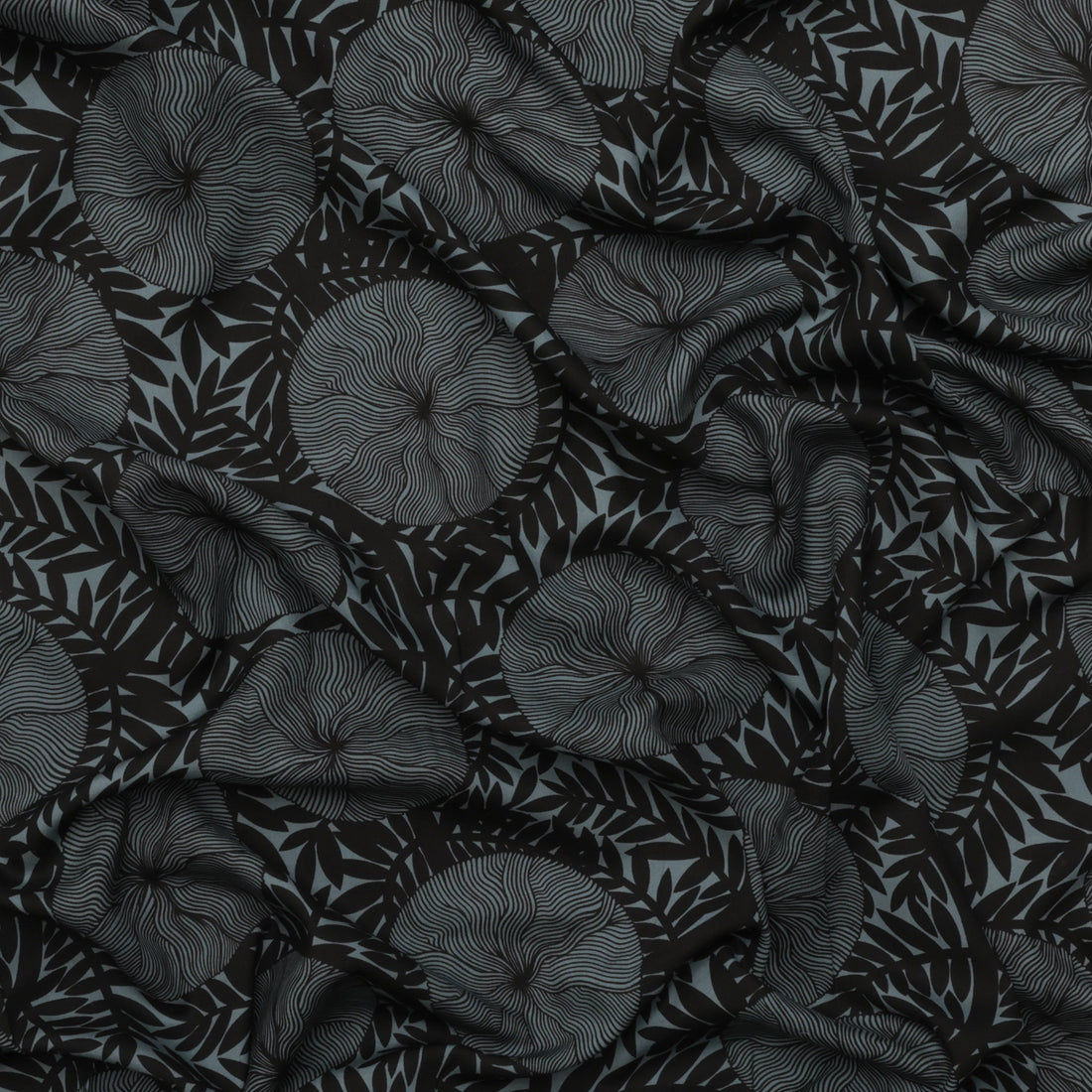 Figo - Rayon - Rhythm & Leaves - Large Floral - Black