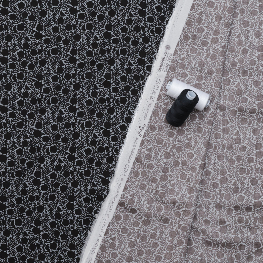 Figo - Rayon - Rhythm & Leaves - Chain Floral - Black