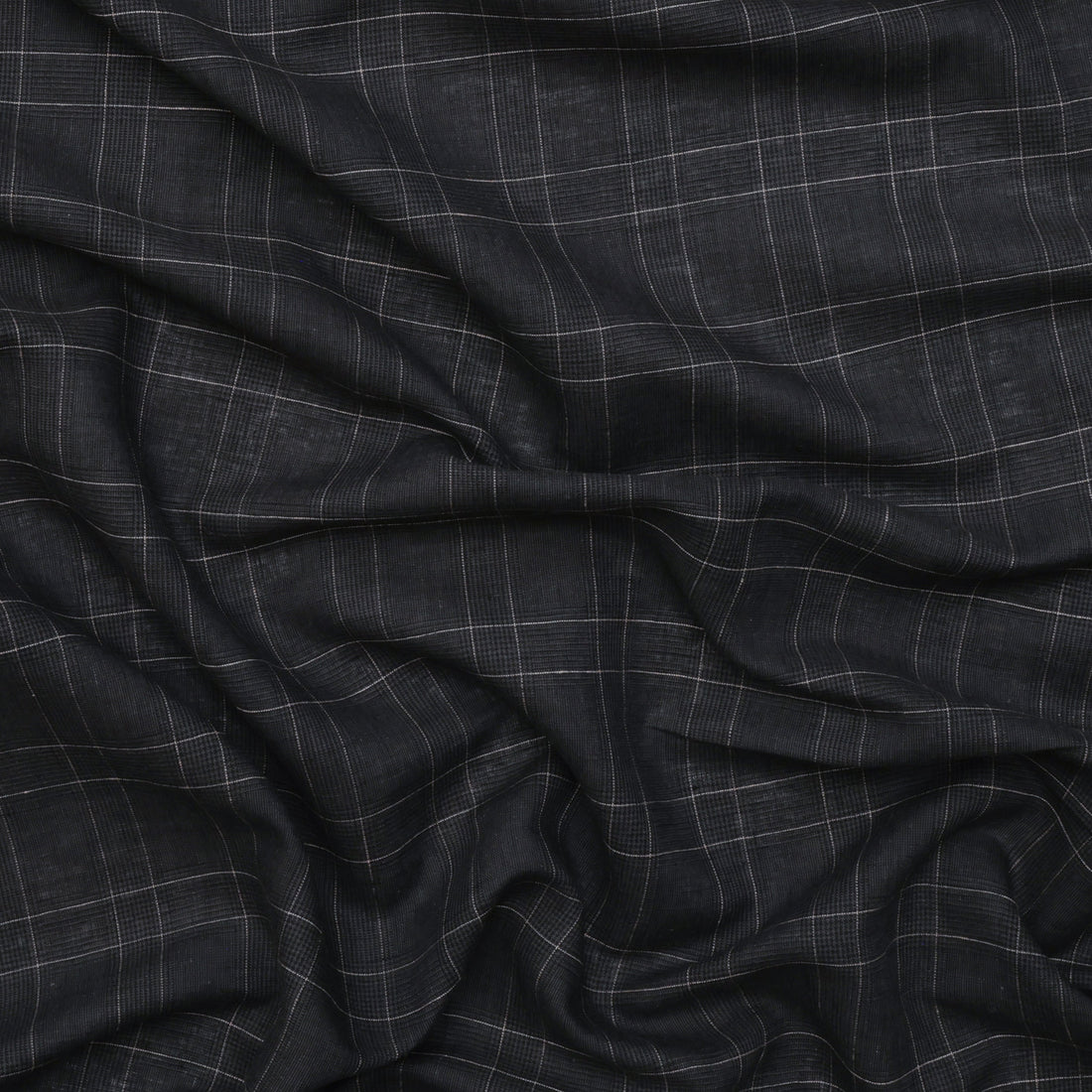 Linen Blend - Utopia - Plaid - Black