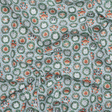 Cotton + Steel - Cotton - Merry Pawmas - Bark And Bough - Sky