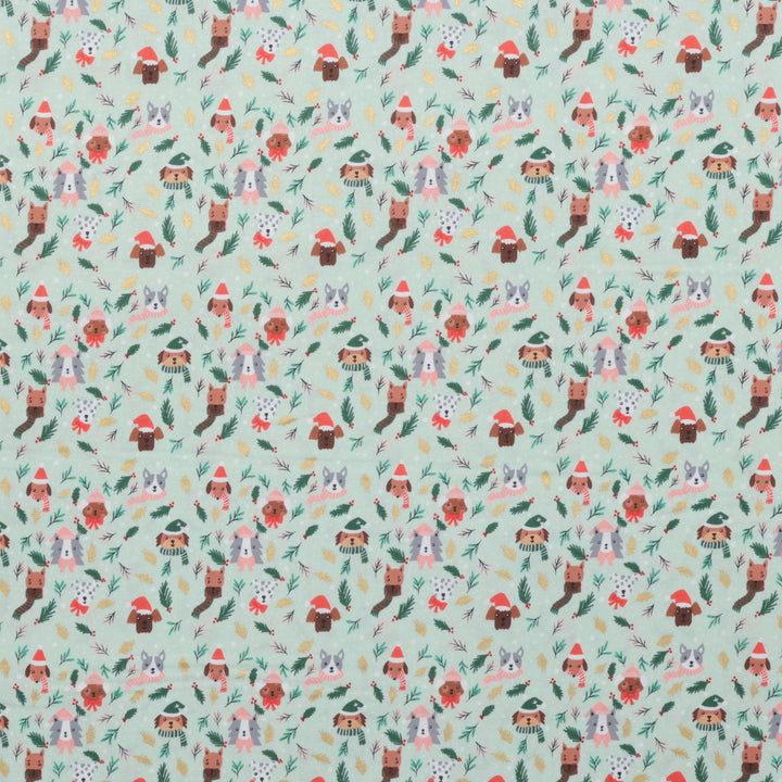 Cotton + Steel - Cotton - Merry Pawmas - Barkmas Tree - Light Mint