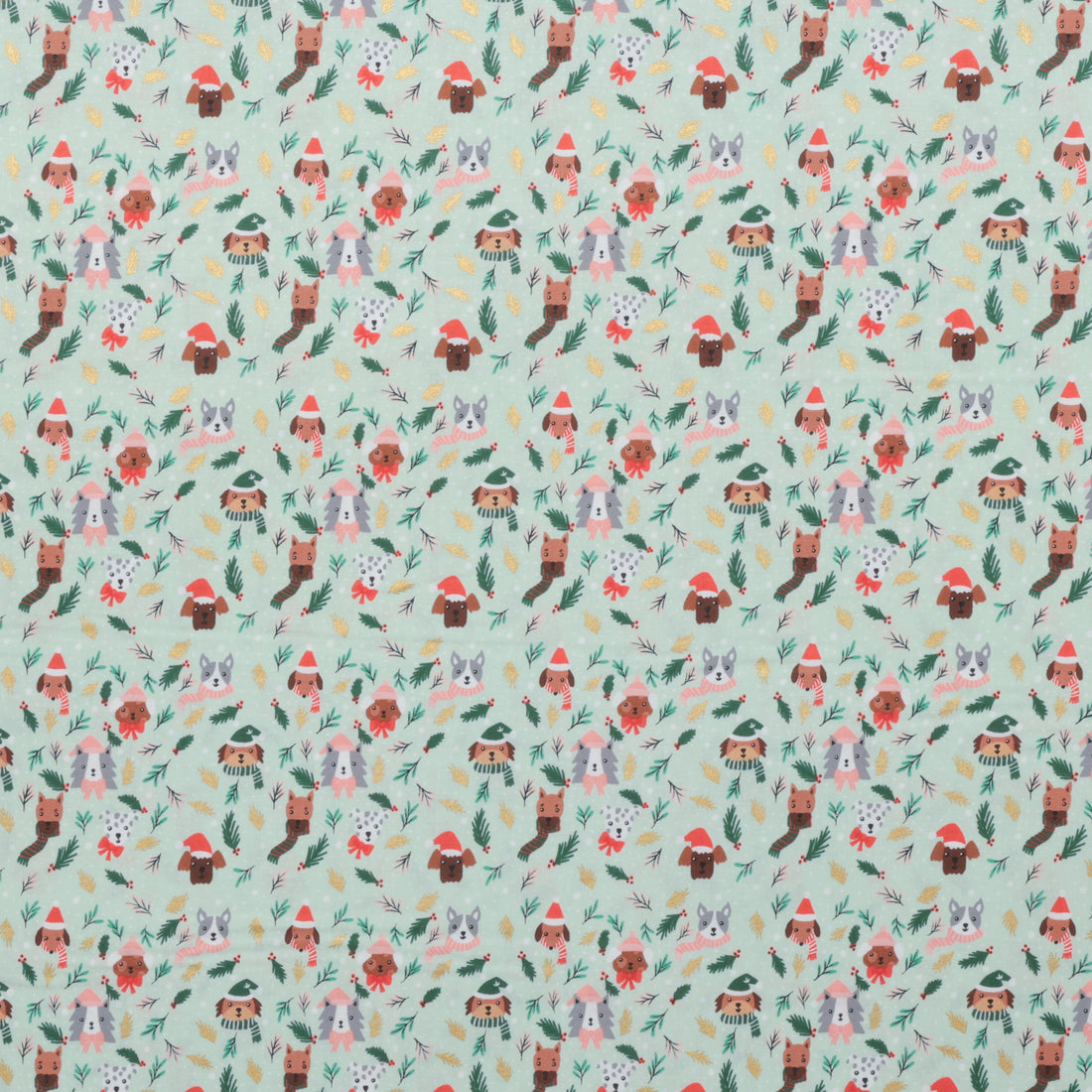 Cotton + Steel - Cotton - Merry Pawmas - Barkmas Tree - Light Mint