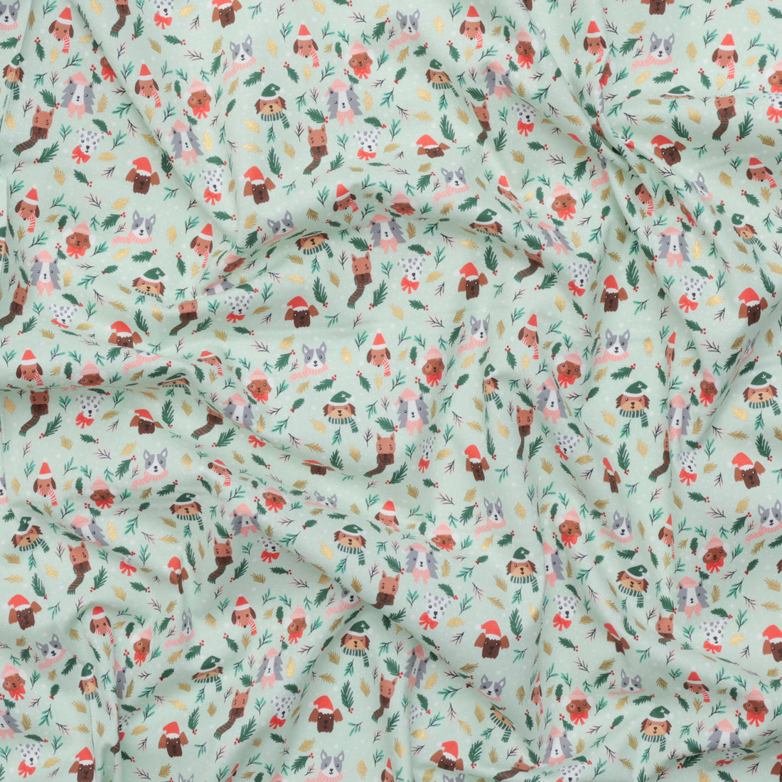 Cotton + Steel - Cotton - Merry Pawmas - Barkmas Tree - Light Mint