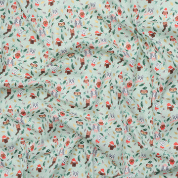 Cotton + Steel - Cotton - Merry Pawmas - Barkmas Tree - Light Mint