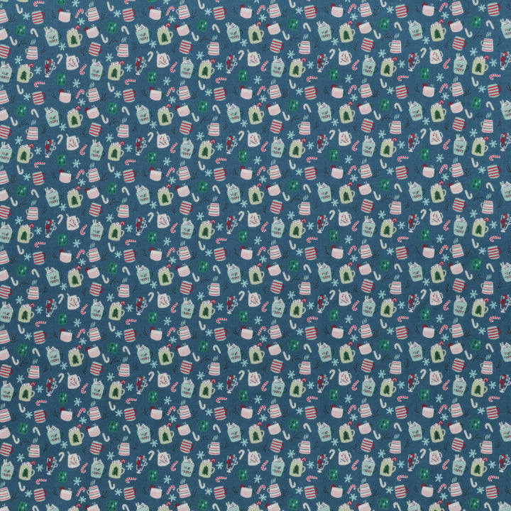 RJR Fabrics - Cotton -  Snow Day Fun - Warm Mugs - Navy